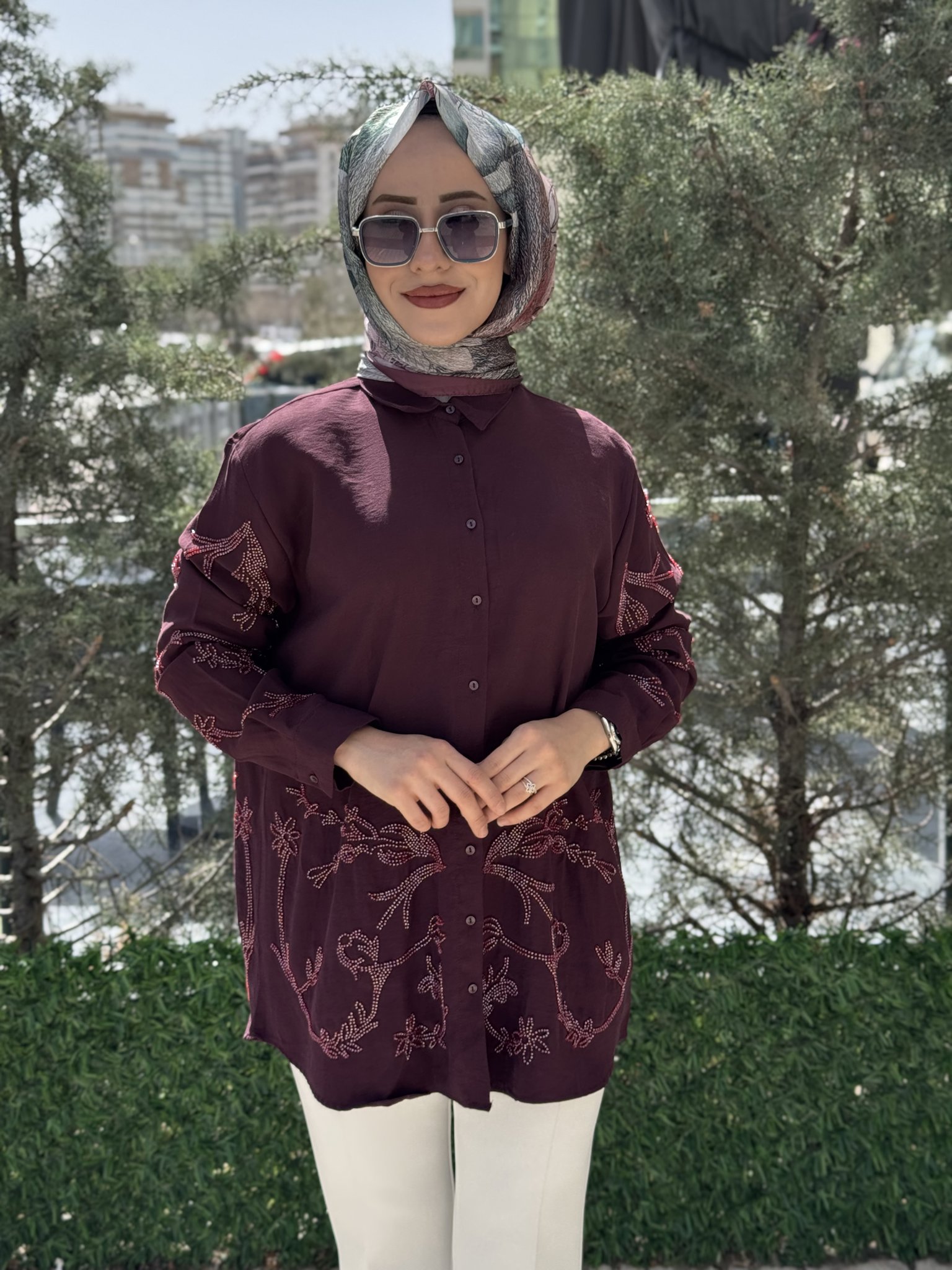 MODAL CUPRA EL İŞLEMESİ DETAY GÖMLEK resmi