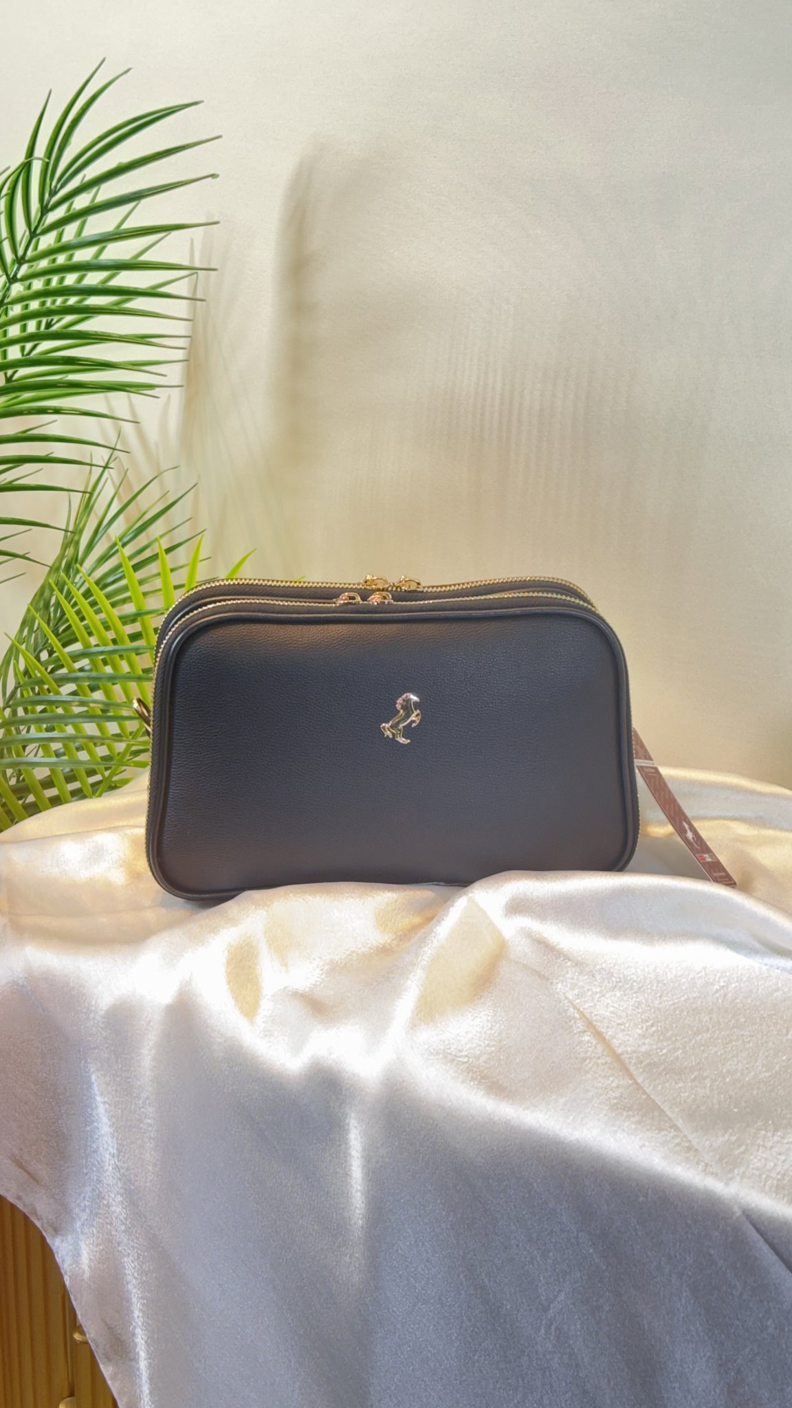 MİAMİ POLO CLUB ÇİFT FERMUAR ÇANTA SİYAH resmi