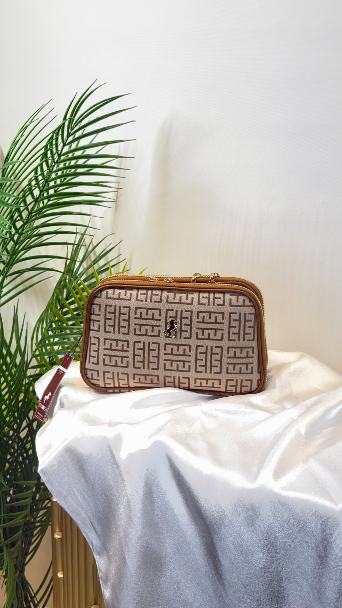 MİAMİ POLO CLUB ÇİFT FERMUAR ÇANTA DESENLİ resmi