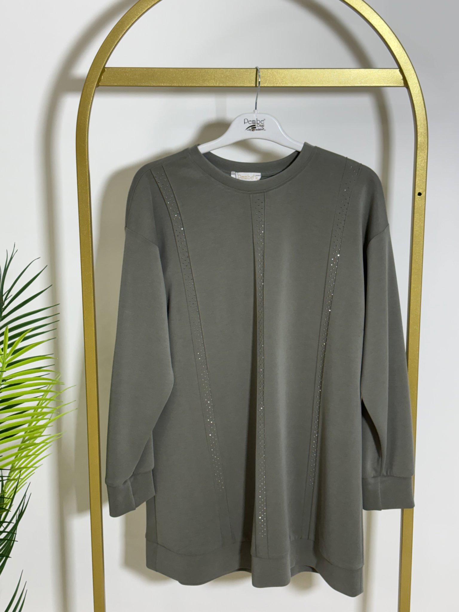 MODAL OYSHO ŞERİT TAŞ DETAY BASIC TUNİK resmi