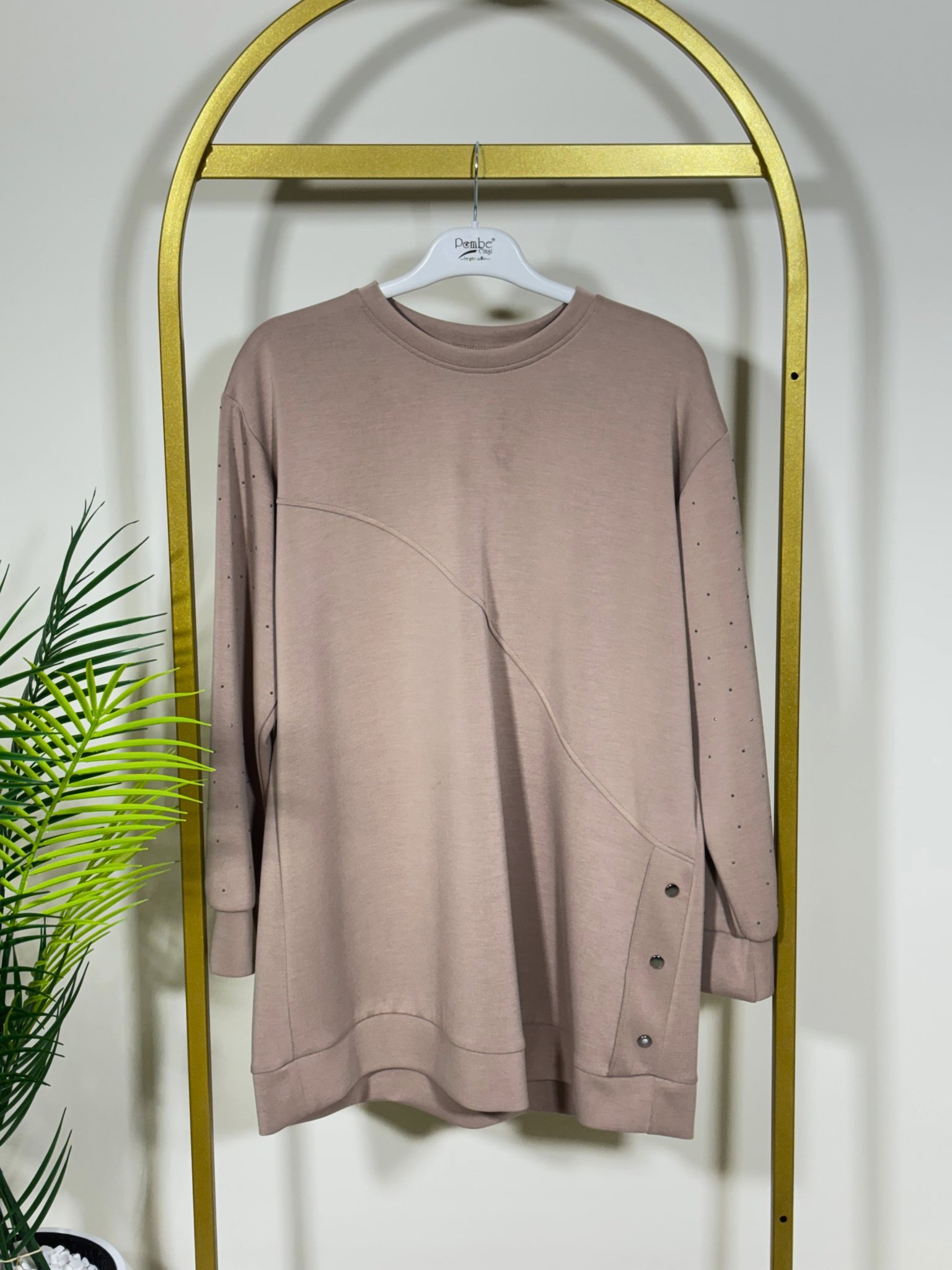 MODAL OYSHO KOL TAŞ DETAYLI TUNİK resmi