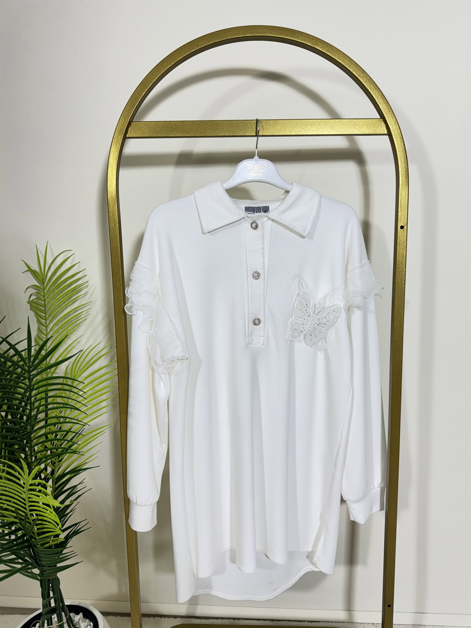 OYSHO KELEBEK DANTEL DETAY TUNİK resmi